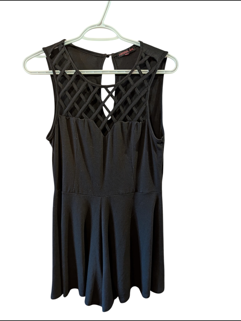 Material Girl Black Lattice-Back Romper